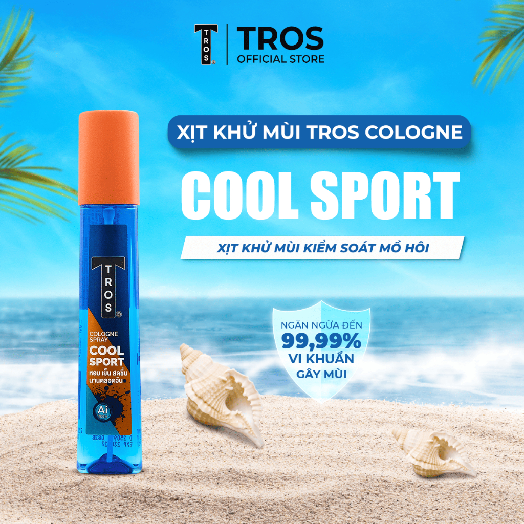 Body Mist Nước Hoa Nam TROS Cool Sport Cologne Xịt Khử Mùi Mạnh Mẽ 24 Giờ Hương Nam Tính Quyến Rũ 100ml
