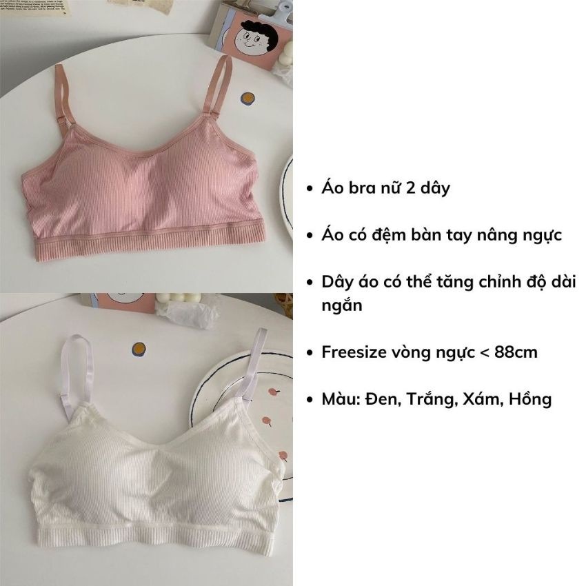 SET 4 Áo bra nữ cotton thun đệm mút bàn tay ôm ngực dây áo có thể điều chỉnh tăng giảm LANIXA B727