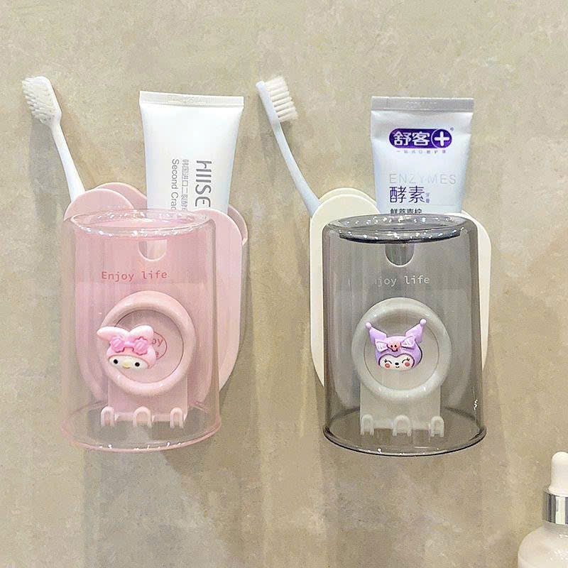 Sticker Kệ Đựng Bàn Chải, Kem Đánh Răng- Giá Đựng Bàn Chải Treo Cốc Súc Miệng Dán Tường Nhà Tắm