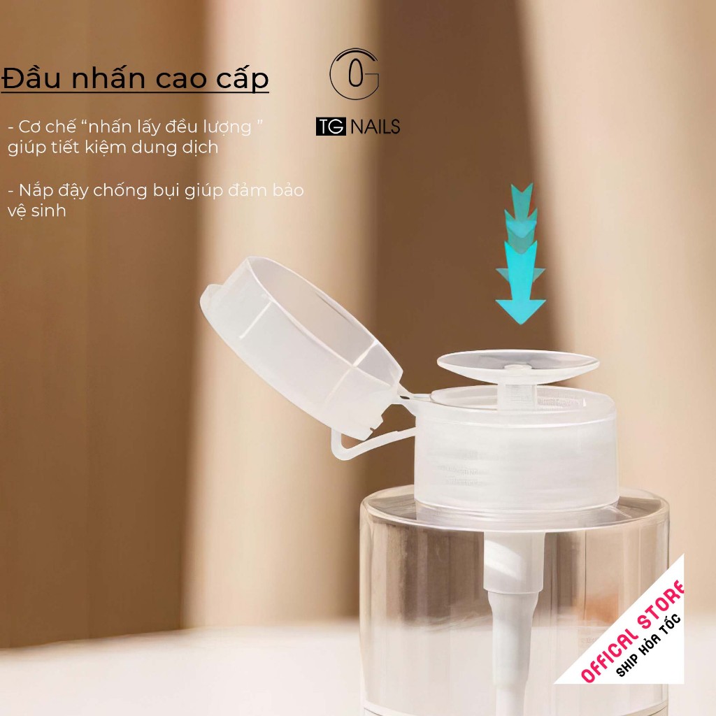 Lọ rỗng đựng dung dịch axeton, nước lau gel nail tem vàng 300ml