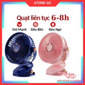 Quạt MiNi Tích Điện Kẹp Bàn Dung Lượng Pin 2400mAh Có 5 Mức Độ Gió, Xoay 720 Độ, Có Đèn Led Hiển Thị