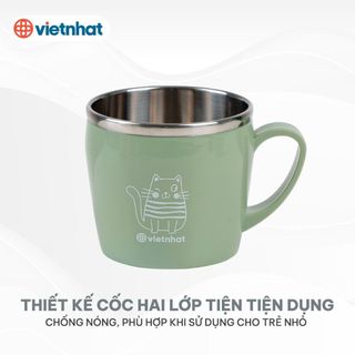 Cốc 2 Lớp Cách Nhiệt Việt Nhật Hokori, Cốc Inox Bọc Nhựa, Cốc Có Tay Cầm Việt Nhật - MS: 6019 / 6351