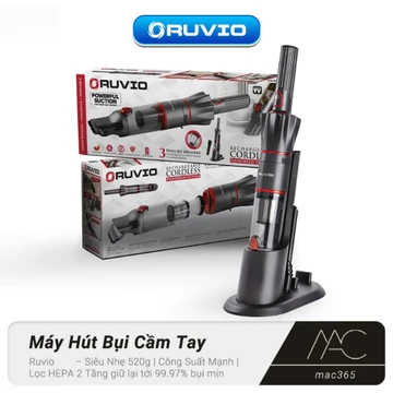 [Chính hãng] Máy Hút Bụi Cầm Tay Ruvio Lực Hút Mạnh, Lõi Lọc HEPA 2 Tầng Hút Sạch Tóc, Bụi, Mạt Nhà