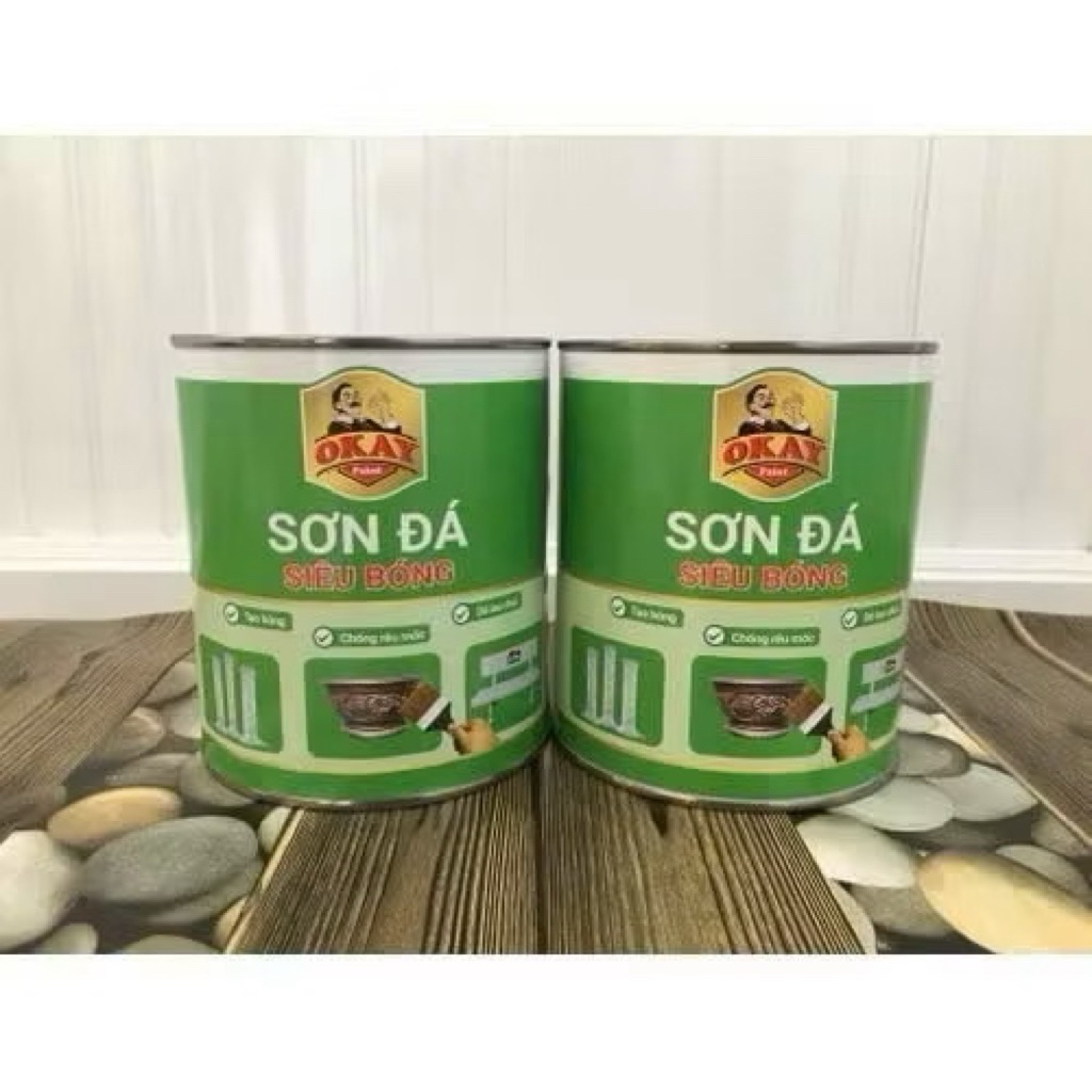 [Nhũ bạc] SƠN ĐÁ SIÊU BÓNG OKAY - Độ phủ cao dùng cho ghế đá, bếp, gạch