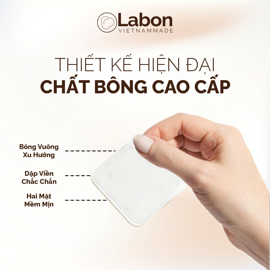 [TẶNG TÚI NỈ LABON CAO CẤP] Combo 5 gói bông tẩy trang vuông Labon sạch sâu sạch sâu, mềm mịn Cotton Pad 150 miếng/gói