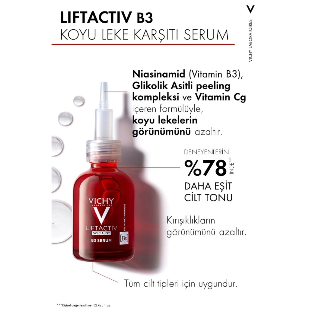Tinh chất Vichy 30ml/Liftactiv B3 Serum for Dark Spots & Wrinkles/Niacinamide Glycolic TXA