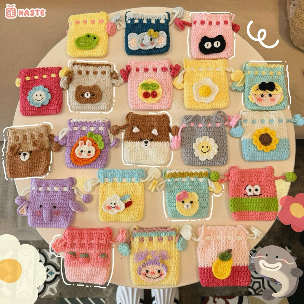[Có Sẵn] Túi Rút Len Mini Nhiều Màu Sắc Handmade Haste