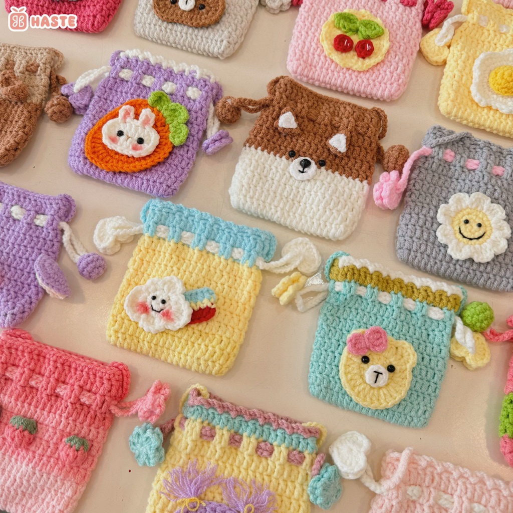 [Có Sẵn] Túi Rút Len Mini Nhiều Màu Sắc Handmade Haste