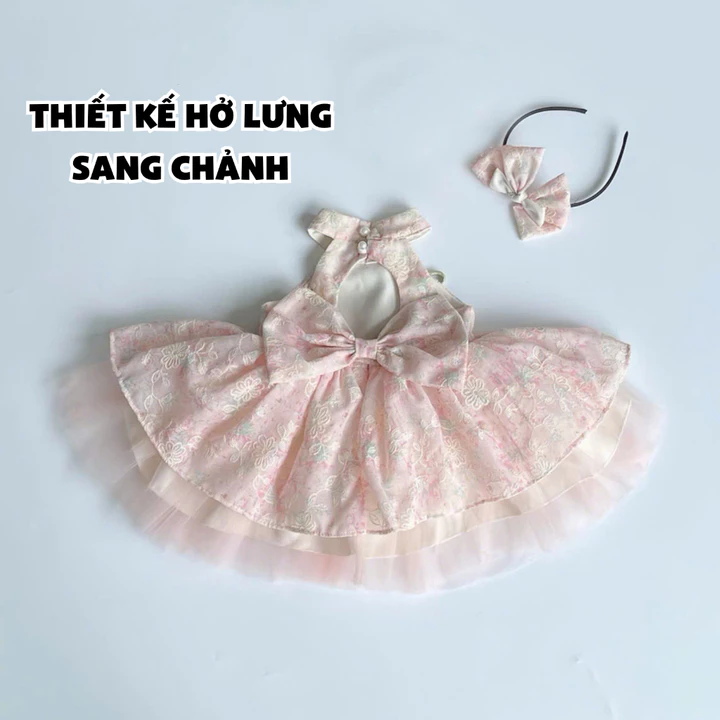 3-15kg Váy công chúa cổ yếm RIOKIDS đầm Lolita cho bé gái đầy tháng thôi nôi sinh nhật 1 tuổi TT50
