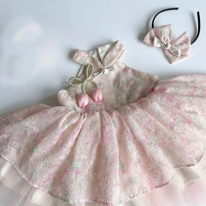 3-15kg Váy công chúa cổ yếm RIOKIDS đầm Lolita cho bé gái đầy tháng thôi nôi sinh nhật 1 tuổi TT50