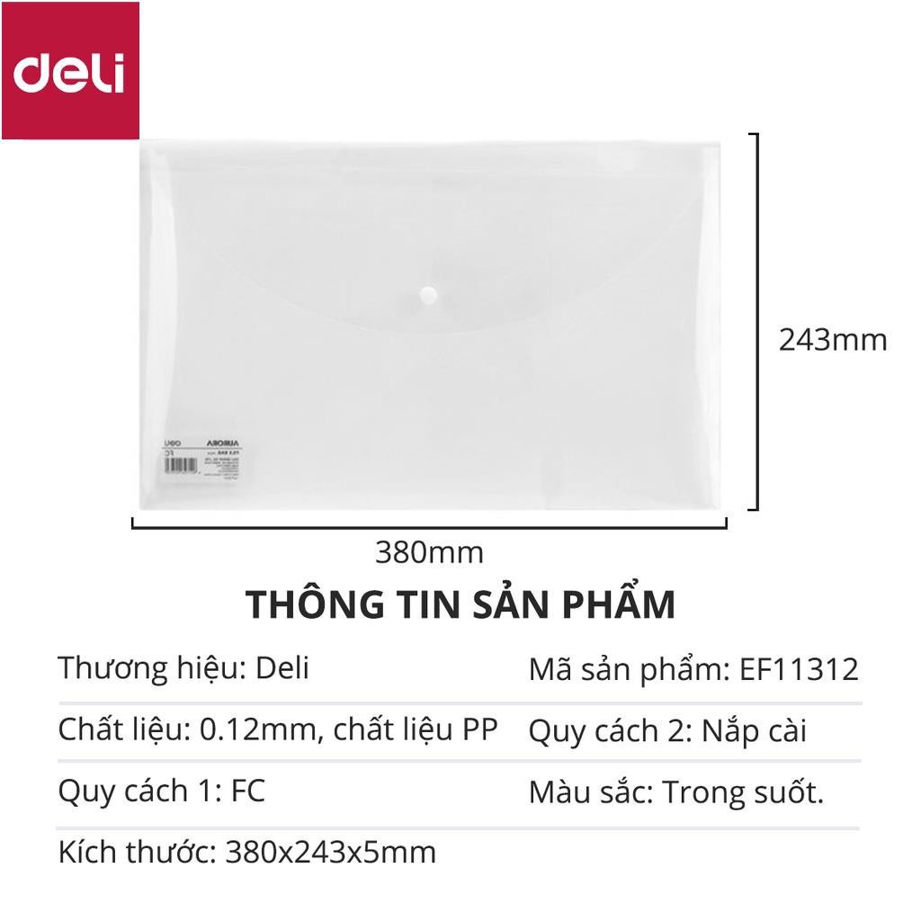 Túi Đựng Tài Liệu Nút Bấm Deli A4 My Clear Bag – Nhiều Màu, Tiện Lợi Cho Văn Phòng & Học Sinh