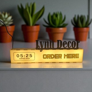 Hộp đèn Mica Order Here đèn led,treo tường không viền sáng 5 mặt,in UV miễn phí thiết kế - FeDecor