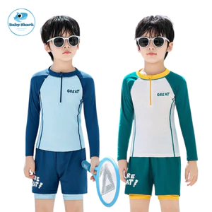 Set bơi bé trai tay dài quần short GREAT
