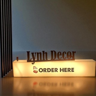 Hộp đèn Mica Order Here đèn led,treo tường không viền sáng 5 mặt,in UV miễn phí thiết kế - FeDecor
