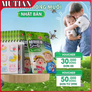 Miếng Dán Chống Muỗi Nhật Bản 60 miếng/Túi Cho Bé Chống Muỗi Hiệu Quả Lên Đến 12H, An Toàn Cho Bé