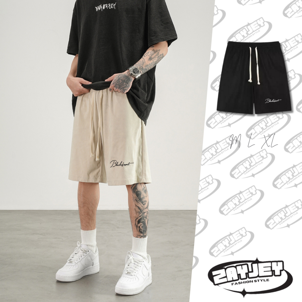 Quần Nỉ Ngố Nam Họa Tiết Chữ Thêu Jayzey Short Thun Đùi Dày Dặn Có Túi Kết Hợp Dây Rút