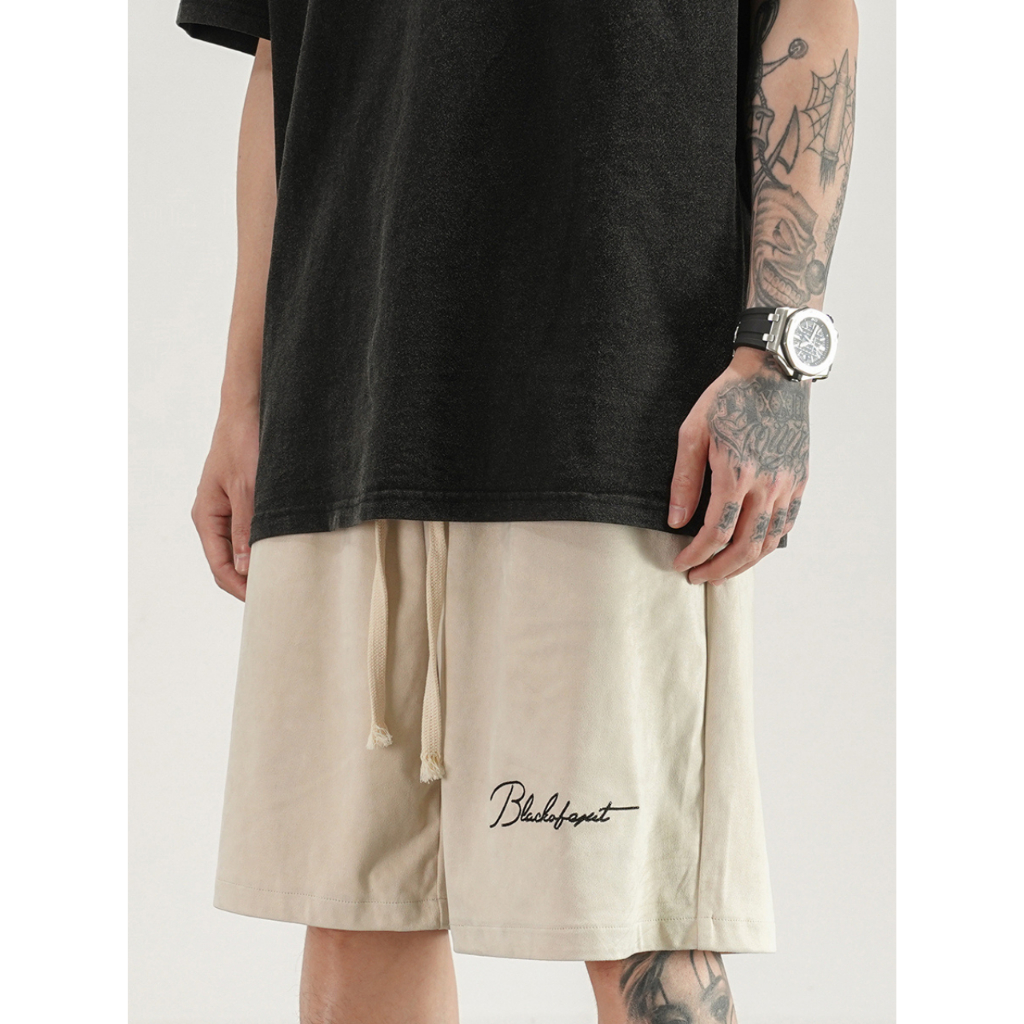 Quần Nỉ Ngố Nam Họa Tiết Chữ Thêu Jayzey Short Thun Đùi Dày Dặn Có Túi Kết Hợp Dây Rút