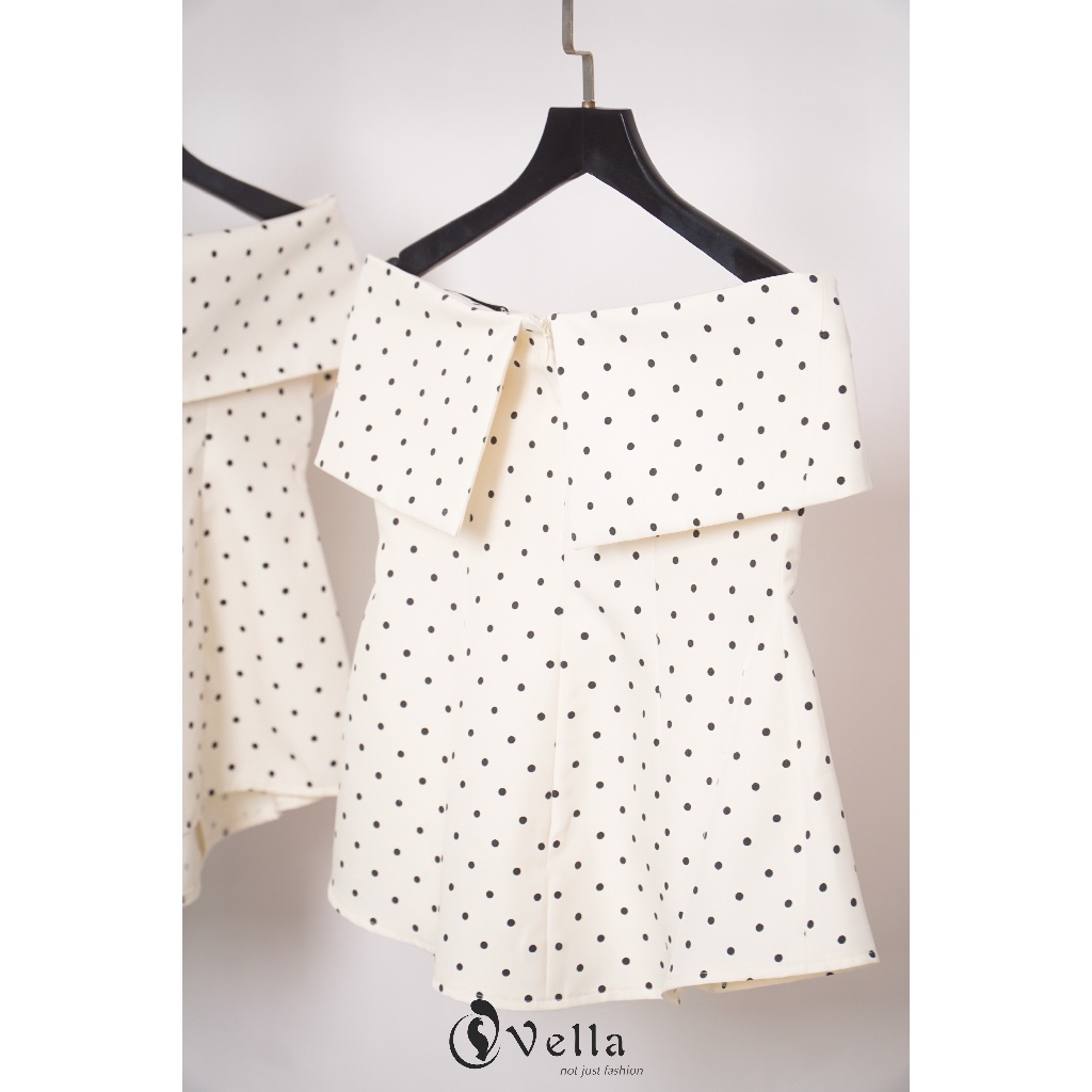 Áo cúp ngực chấm bi nữ dáng peplum sang trọng - Vella Fashion VA25088