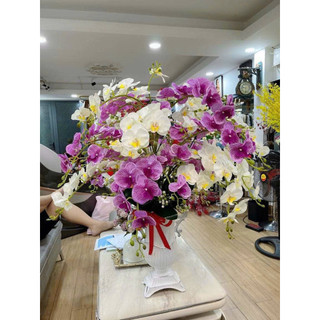 Cành Lan hồ điệp 3 nhánh cao cấp - hoa giả,hoa lụa