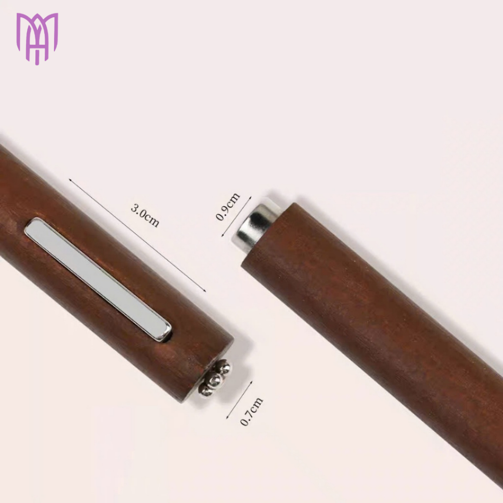 Bút Nam Châm Đẩy Sơn Gel Mắt Mèo Xì Gà Style Cán Gỗ 3 in 1 - Tạo Hình Hoa Văn, Trái Tim, Hiệu Ứng 3D