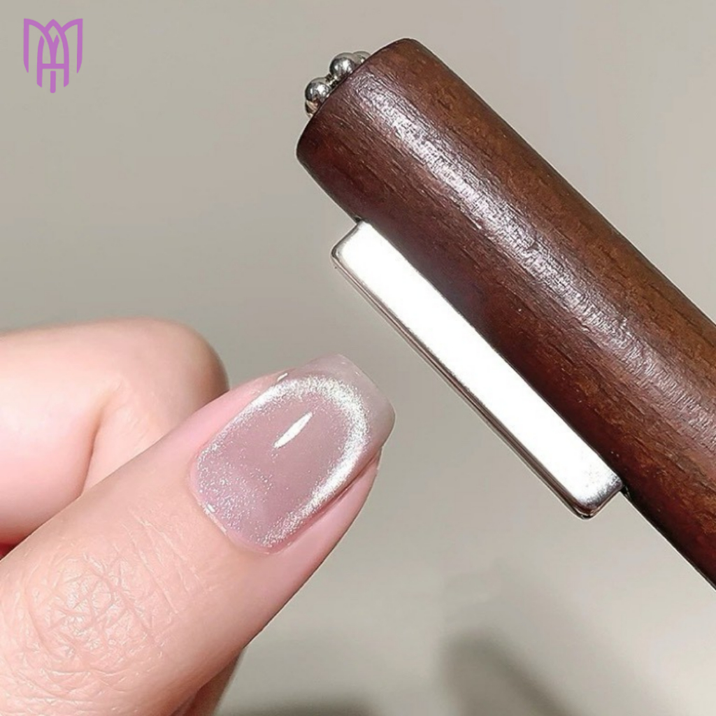 Bút Nam Châm Đẩy Sơn Gel Mắt Mèo Xì Gà Style Cán Gỗ 3 in 1 - Tạo Hình Hoa Văn, Trái Tim, Hiệu Ứng 3D