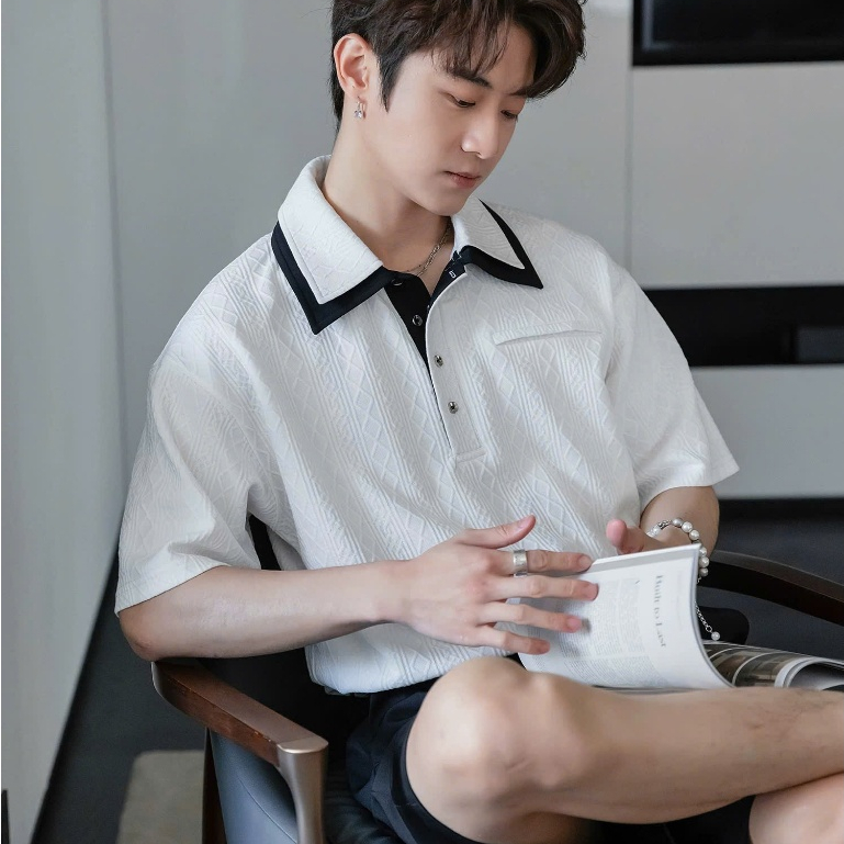 Áo polo nam CHILLTONE thu đông vải cotton 3D Vân Nổi Trẻ Trung, Năng Động, Lịch Lãm - SHINGHAI