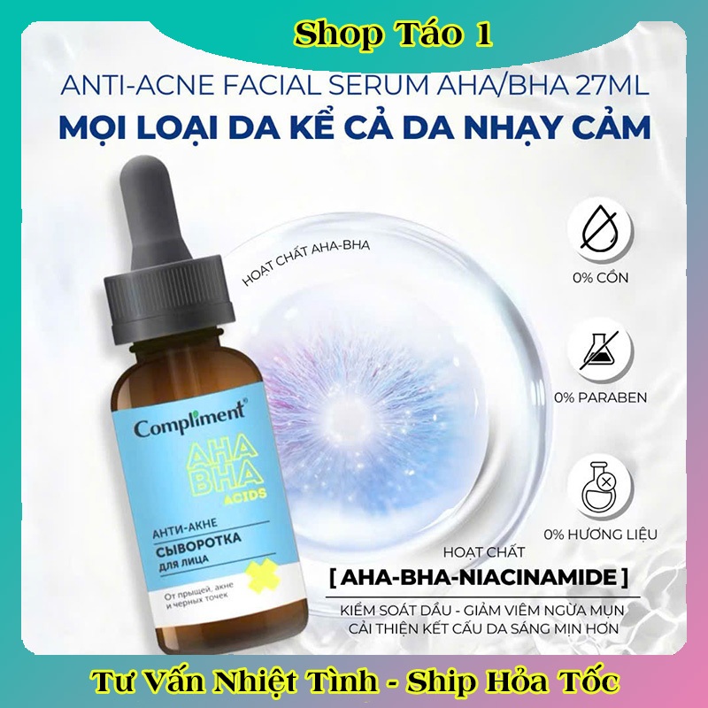 Gel Rửa Mặt, Toner, Serum COMPLIMENT AHA BHA ACIDS Làm Sạch Sâu & Giảm Mụn của Nga