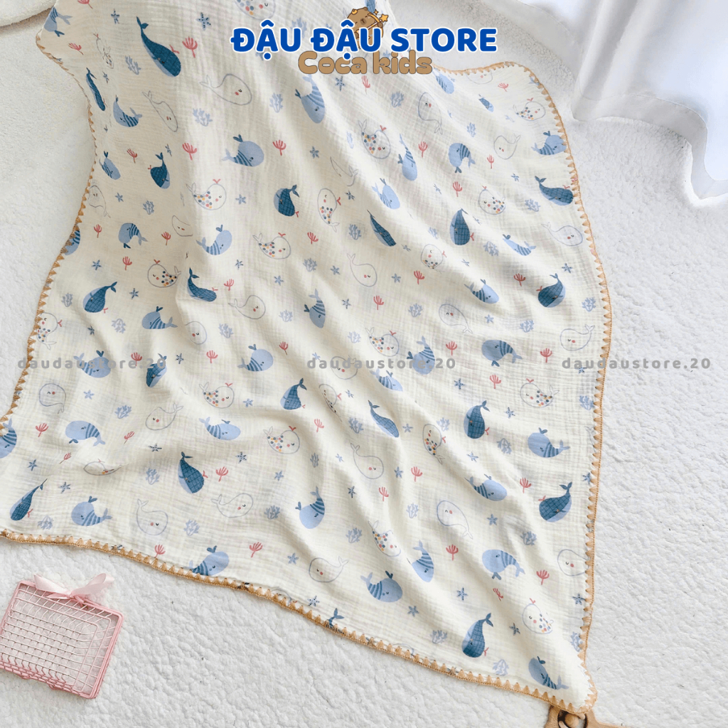 Chăn Xô Muslin 4 Lớp 90x100cm Cho Bé Sơ Sinh Mềm Mịn Thoải Mái Dễ Chịu Đậu Đậu Store