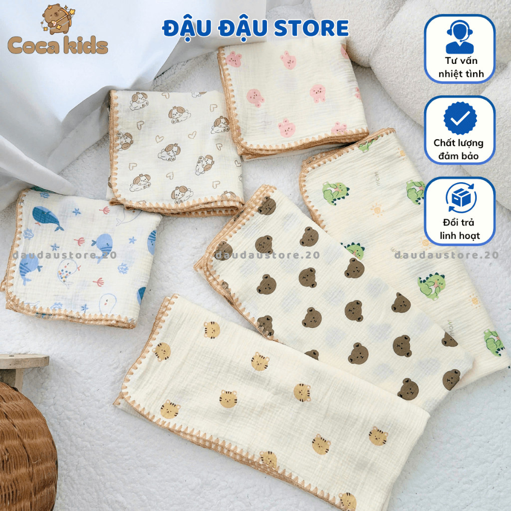 Chăn Xô Muslin 4 Lớp 90x100cm Cho Bé Sơ Sinh Mềm Mịn Thoải Mái Dễ Chịu Đậu Đậu Store
