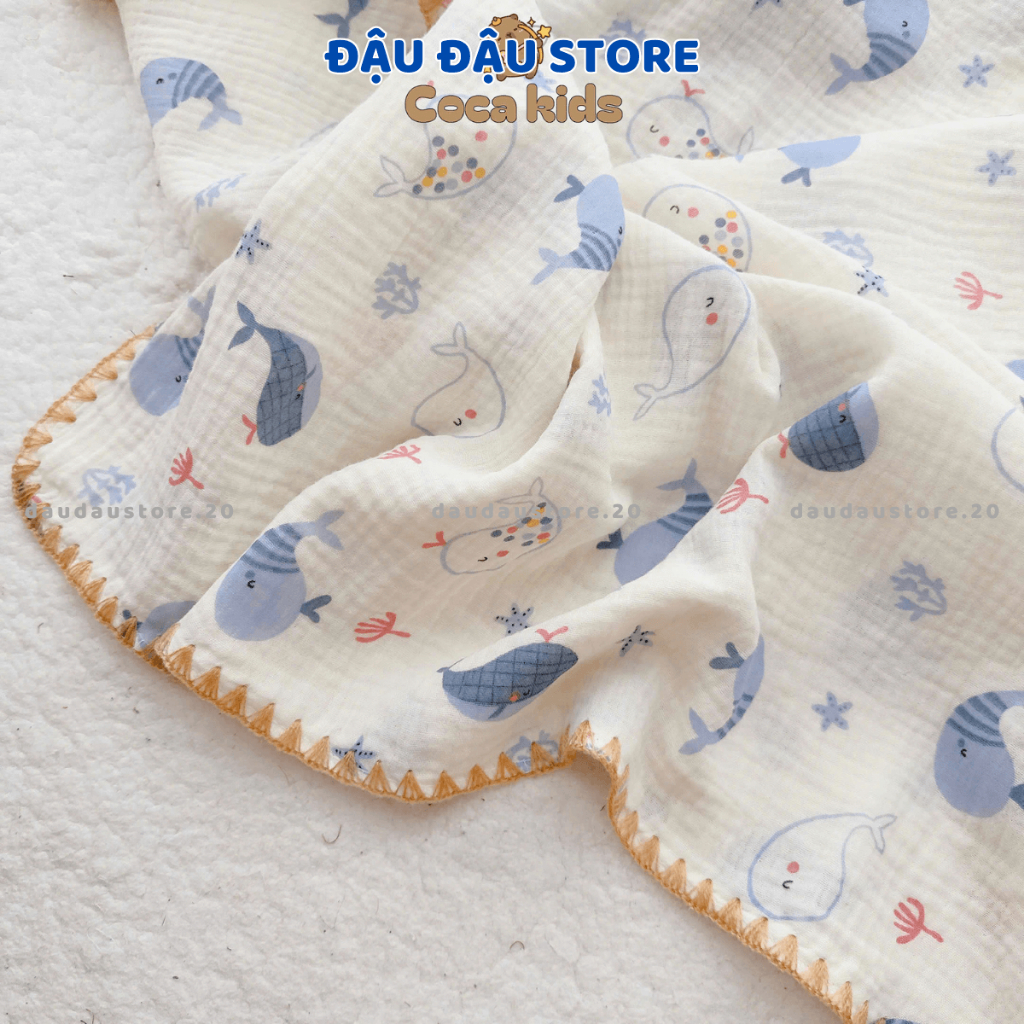 Chăn Xô Muslin 4 Lớp 90x100cm Cho Bé Sơ Sinh Mềm Mịn Thoải Mái Dễ Chịu Đậu Đậu Store