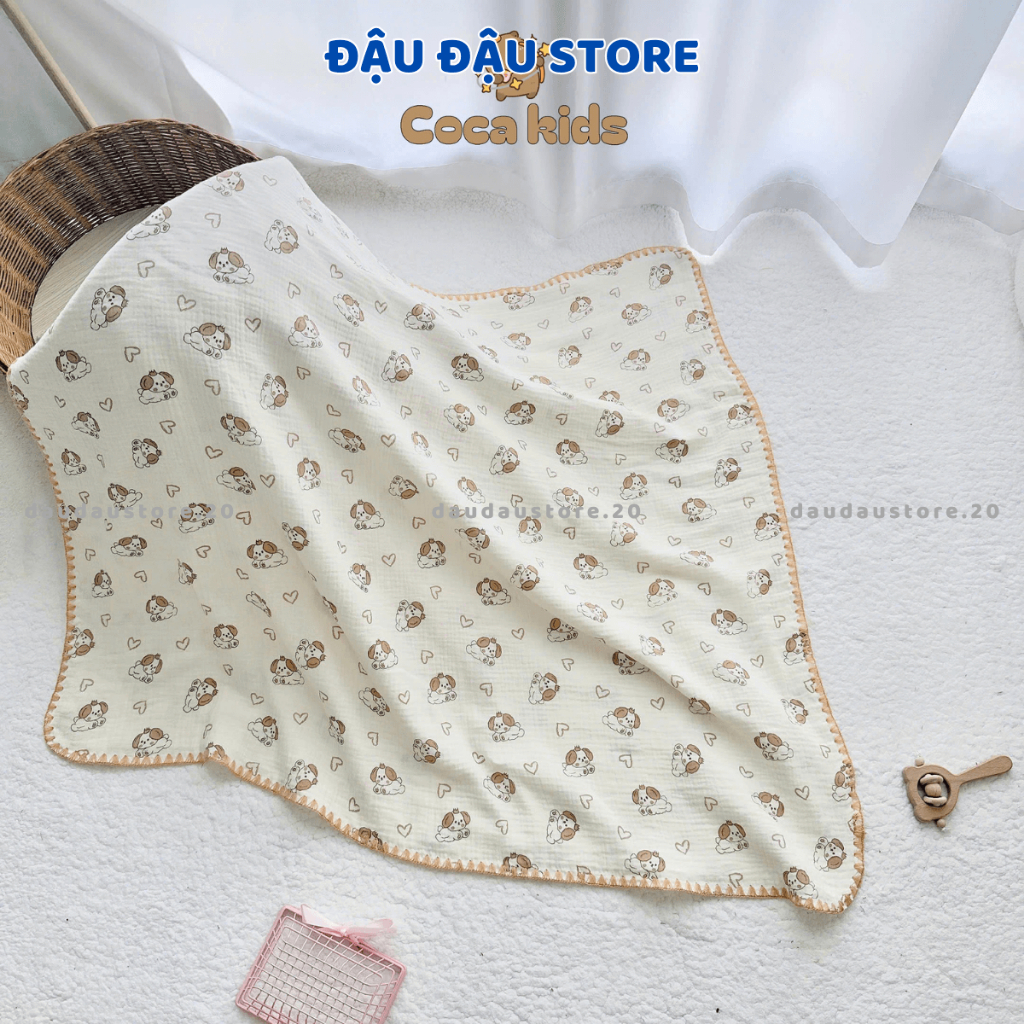 Chăn Xô Muslin 4 Lớp 90x100cm Cho Bé Sơ Sinh Mềm Mịn Thoải Mái Dễ Chịu Đậu Đậu Store