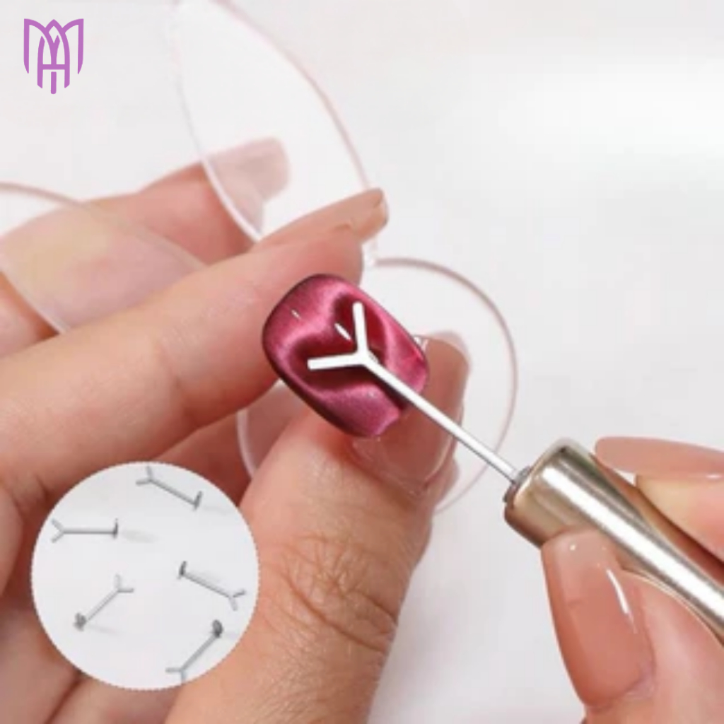 Thanh Kim Loại Chữ Y Tạo Hình Trái Tim, Tai Thỏ Cho Nam Châm Mắt Mèo - Loại Nhỏ, Có Bán Kèm Trụ Tròn