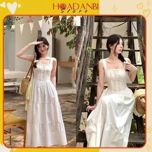 Váy hai dây chun lưng siêu xinh Hàn Quốc, đầm 2 dây tiểu thư sẵn hàng kèm video