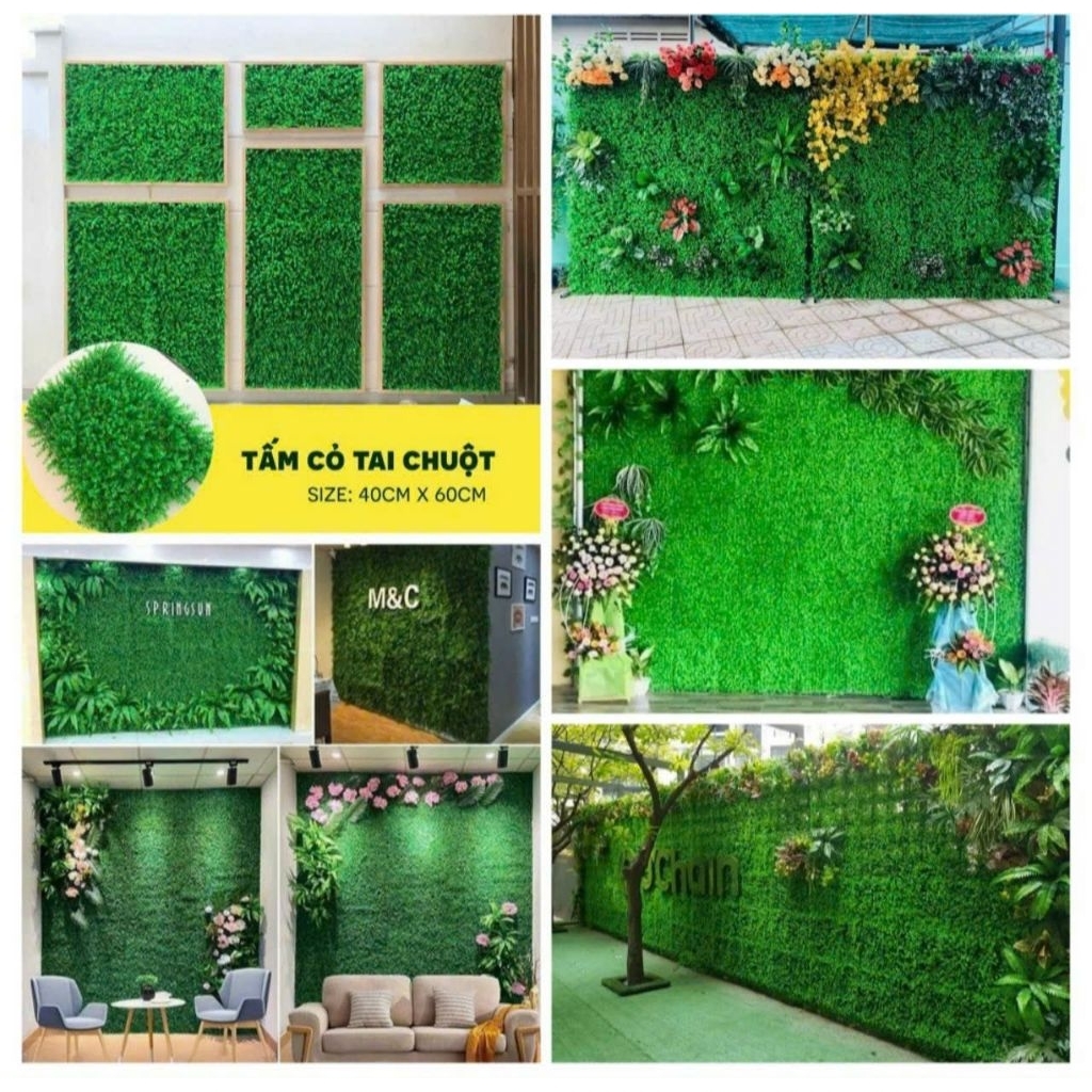 Combo 30 tấm Thảm cỏ trang trí tường kích thước 40cm x 60cm trang trí tường làm packgroud chụp sản phẩm,...