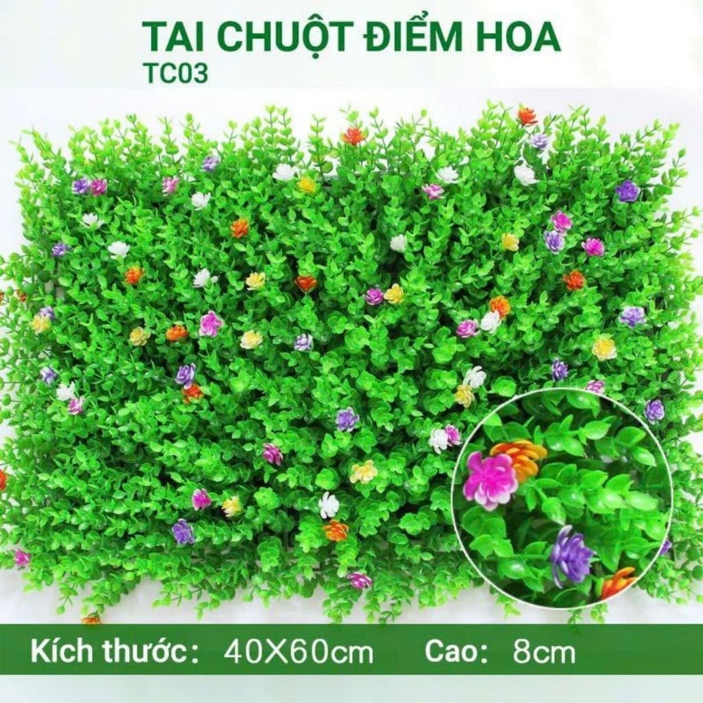 Thảm cỏ tai chuột nhân tạo (40cm x 60cm)  trang trí treo tường, làm backgroud,  decor phòng trang trí nhà