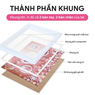 [Cỡ lớn+đẹp] Khung In Dấu Chân Tay Cho Bé - Khung ảnh lưu giữ dấu mốc đầu đời của con