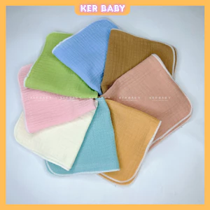 Set 5 -10 khăn xô sữa muslin 2 lớp , 4 lớp mềm mại siêu thấm hút, dành cho bé sơ sinh( Khổ 28x28cm) KerBaBy