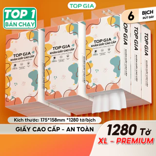 Giấy vệ sinh treo tường TopGia thùng 6 bịch đa sắc treo đa năng từ bột giấy thiên nhiên, 1280tờ/4lớp