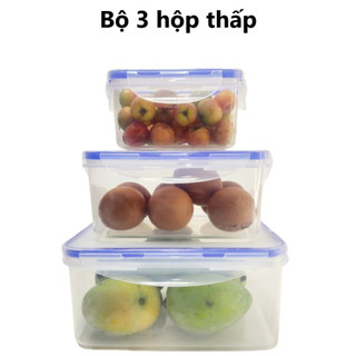 Bộ hộp chữ nhật trong nhựa VIỆT NHẬT - Nắp ron kín khóa gài - Đựng thực phẩm tủ lạnh - MS: 6530