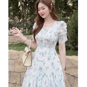 Đầm Voan Mới Phối Hoa Nhí HỌA TIẾT Xanh Thời Trang Nữ Cực Đẹp