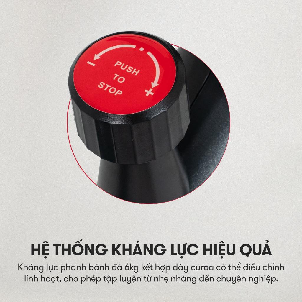 Xe đạp tập KINGSPORT Enjoy E-02 bánh đà 6kg, kháng lực từ tính êm ái, tích hợp đồng hồ đo chỉ số