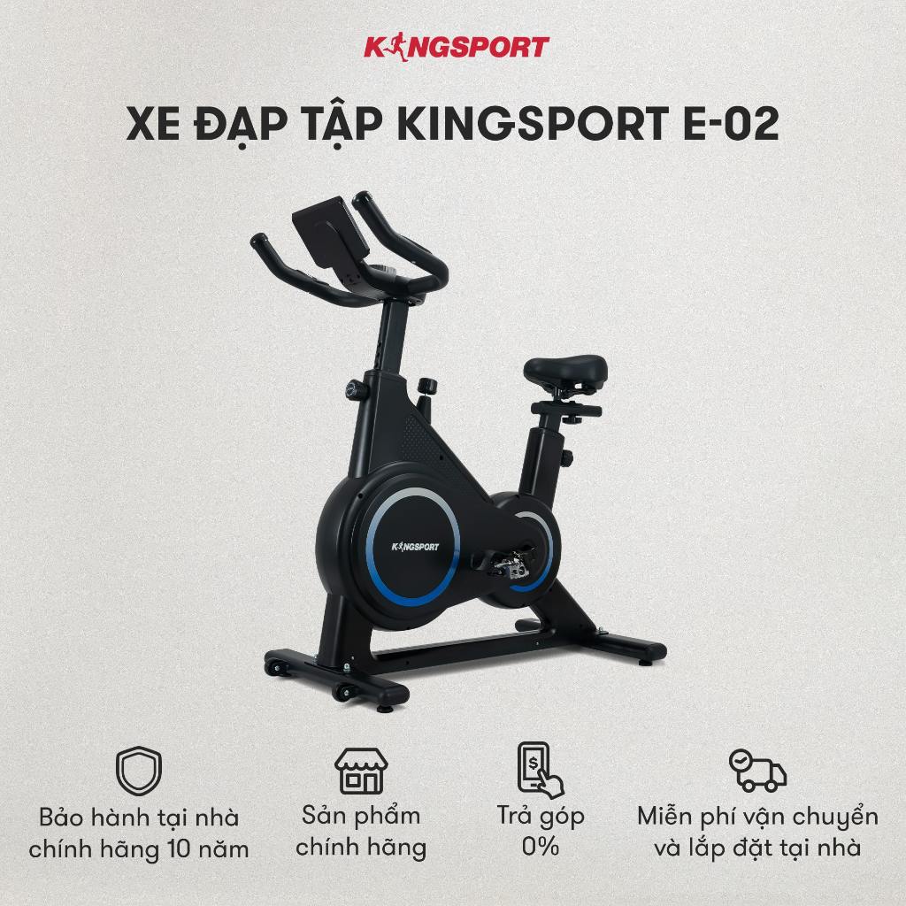 Xe đạp tập KINGSPORT Enjoy E-02 bánh đà 6kg, kháng lực từ tính êm ái, tích hợp đồng hồ đo chỉ số