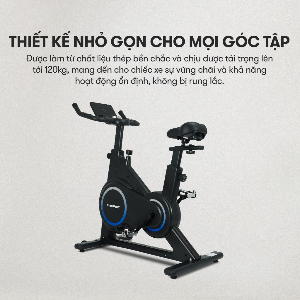 Xe đạp tập KINGSPORT Enjoy E-02 bánh đà 6kg, kháng lực từ tính êm ái, tích hợp đồng hồ đo chỉ số