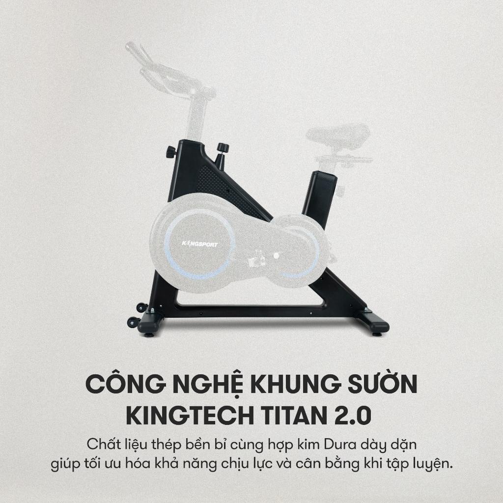 Xe đạp tập KINGSPORT Enjoy E-02 bánh đà 6kg, kháng lực từ tính êm ái, tích hợp đồng hồ đo chỉ số