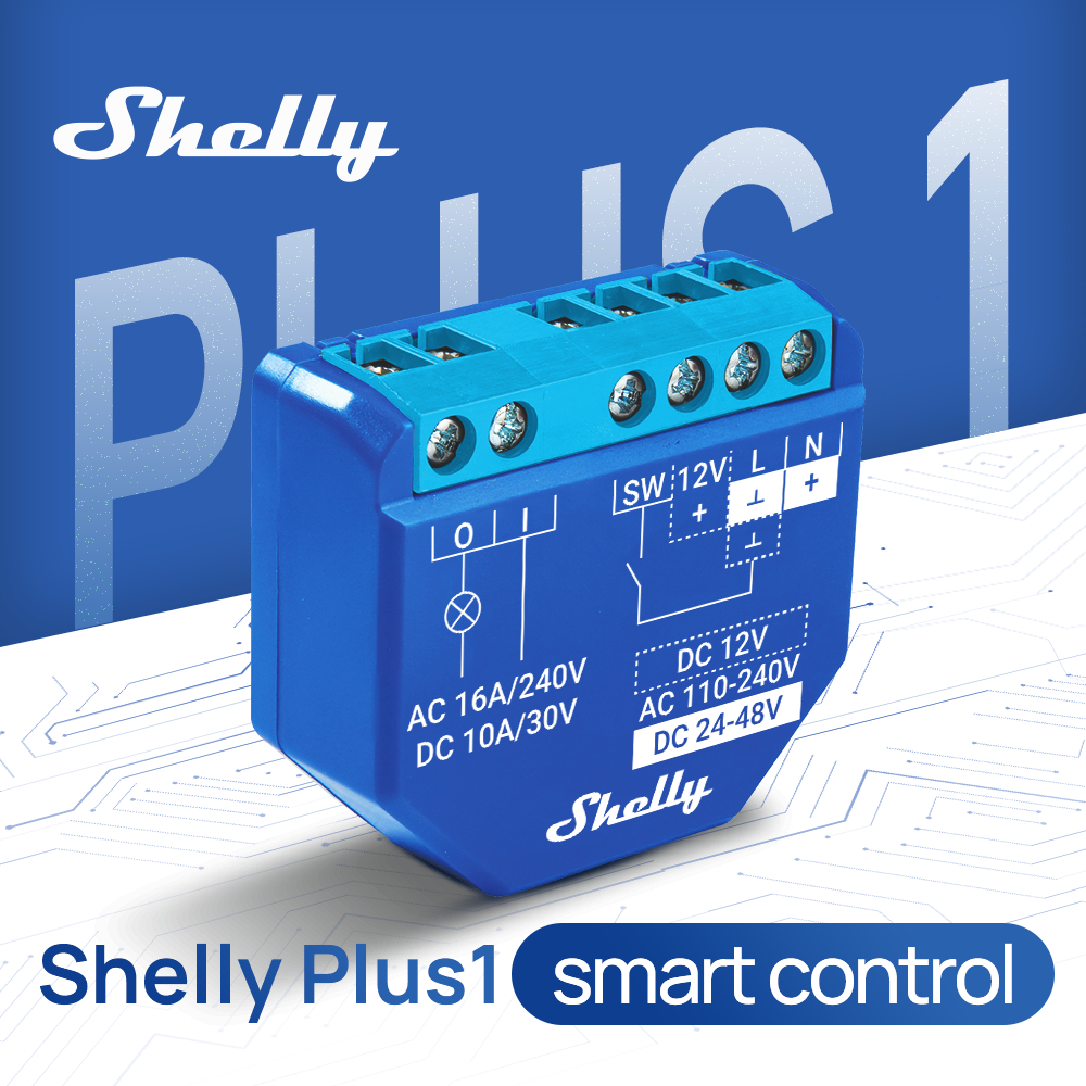 Shelly Plus 1 16A DIY Công tắc WiFi thông minh Rơ le Mô-đun công tắc 110-240 VAC / 24-48 VDC