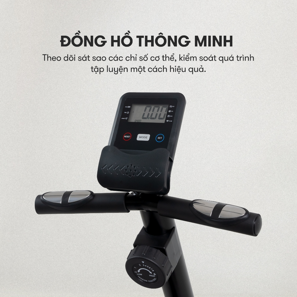 Xe đạp tập KINGSPORT E-11 đồng hồ điện tử thông minh, kháng lực từ tính với 8 cấp độ