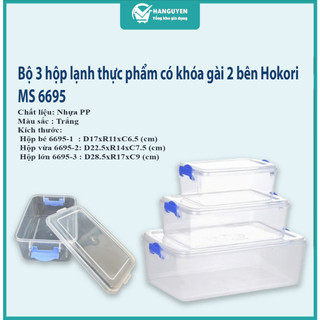 Bộ 3 hộp đựng thực phẩm nắp gài trong suốt Việt Nhật, nhựa PP an toàn, chịu nhiệt tốt dùng được trong lò vi sóng- 6695