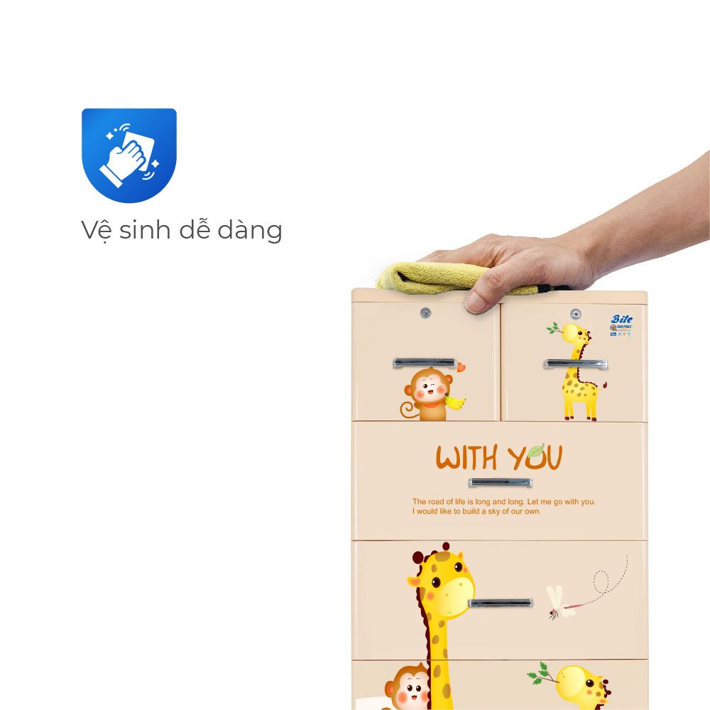 Tủ nhựa Bite 5 tầng QUI PHÚC, tủ đựng quần áo tiện lợi, an toàn, kích thước lớn