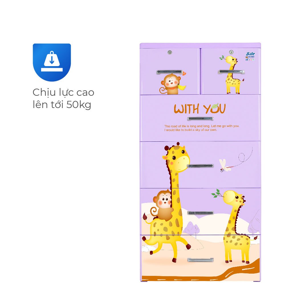 Tủ nhựa Bite 5 tầng QUI PHÚC, tủ đựng quần áo tiện lợi, an toàn, kích thước lớn