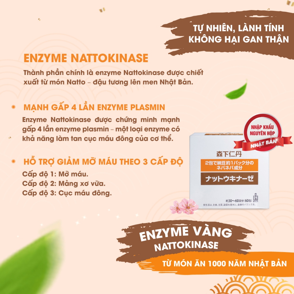 Hỗ trợ sức khoẻ tim mạch NATTOKINASE Jintan Nhật Bản - Hộp 60 gói